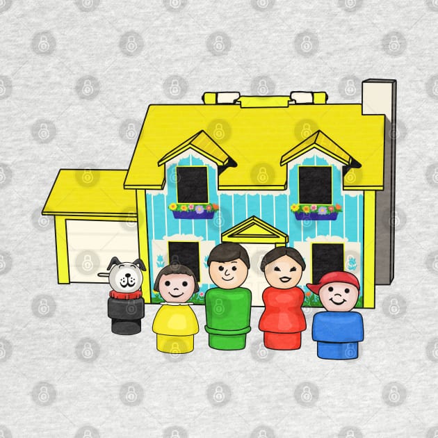 Brunette Family With Yellow House by Slightly Unhinged